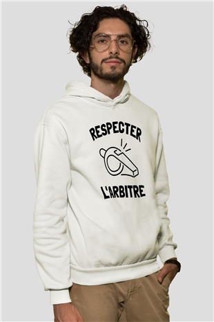 Hakem Beyaz Unisex Kapüşonlu Sweatshirt