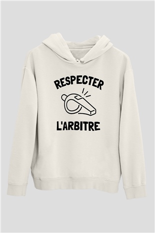 Hakem Beyaz Unisex Kapüşonlu Sweatshirt