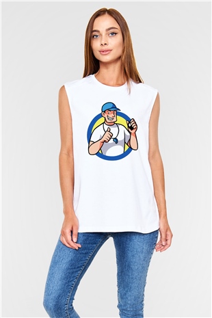 Hakem Beyaz Unisex Kolsuz Tişört