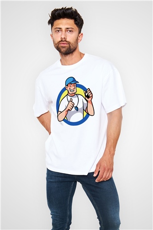 Hakem Beyaz Unisex Oversize Tişört T-Shirt