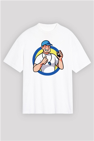 Hakem Beyaz Unisex Oversize Tişört T-Shirt