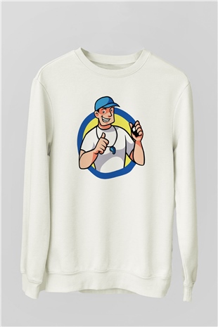 Hakem Beyaz Unisex Sweatshirt