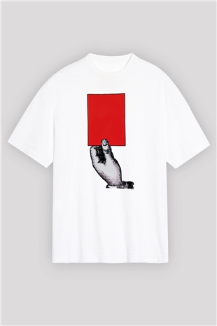 Hakem Beyaz Oversize Tişört Oversize T-shirt - TişörtFabrikası