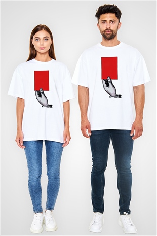 Hakem Beyaz Oversize Tişört Oversize T-shirt - TişörtFabrikası