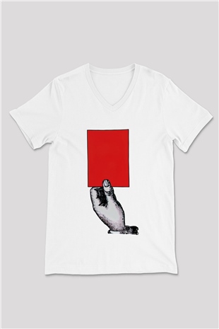 Hakem Beyaz Unisex V Yaka Tişört