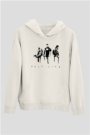 Half-Life Beyaz Unisex Kapşonlu Sweatshirt