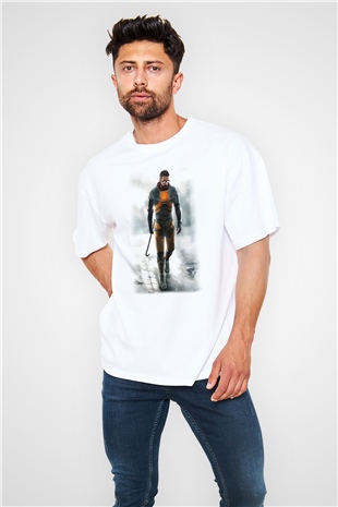 Half-Life Beyaz Unisex Oversize Tişört T-Shirt