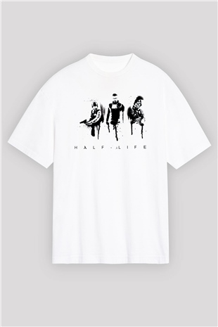 Half-Life Beyaz Unisex Oversize Tişört T-Shirt