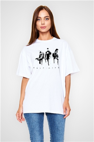 Half-Life Beyaz Unisex Oversize Tişört T-Shirt