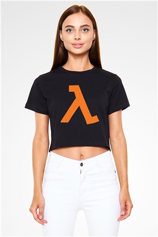 Half-Life Siyah Crop Top Tişört