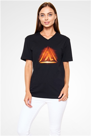 Half-Life Siyah Unisex V Yaka Tişört T-Shirt