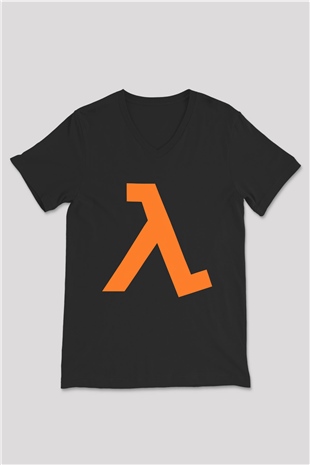 Half-Life Siyah Unisex V Yaka Tişört T-Shirt