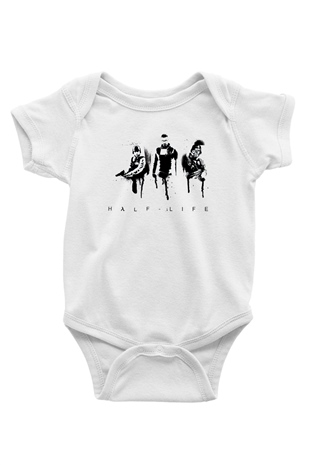 HalfLife Baskılı Beyaz Unisex Bebek Body - Zıbın