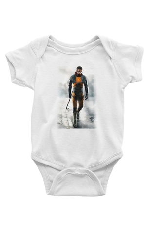 HalfLife Baskılı Beyaz Unisex Bebek Body - Zıbın