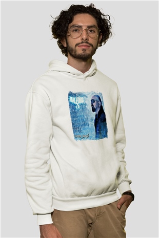 Halford Baskılı Unisex Beyaz Hoodie