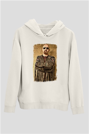 Halford Baskılı Unisex Beyaz Hoodie