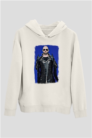 Halford Baskılı Unisex Beyaz Hoodie