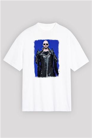 Halford Baskılı Unisex Beyaz Oversize Tişört