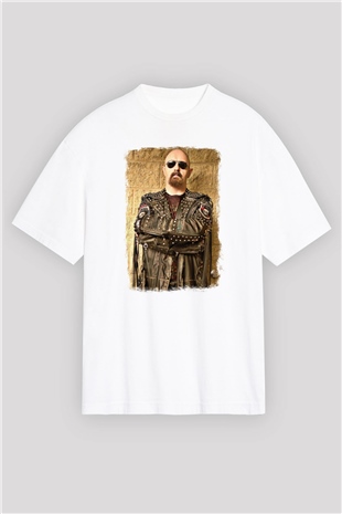 Halford Baskılı Unisex Beyaz Oversize Tişört