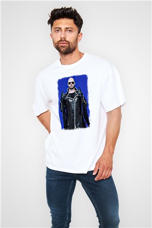 Halford Baskılı Unisex Beyaz Oversize Tişört
