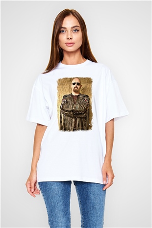 Halford Baskılı Unisex Beyaz Oversize Tişört