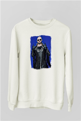 Halford Baskılı Unisex Beyaz Sweatshirt