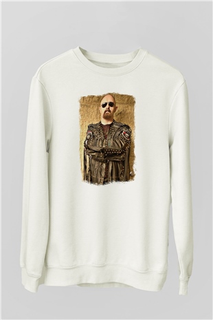 Halford Baskılı Unisex Beyaz Sweatshirt