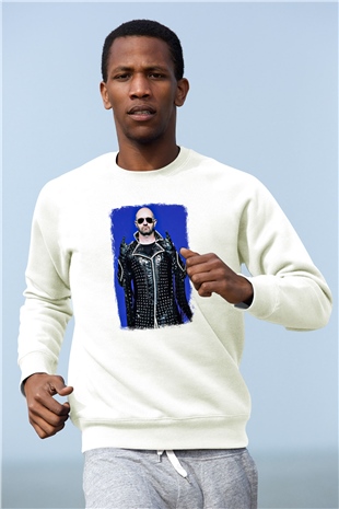 Halford Baskılı Unisex Beyaz Sweatshirt