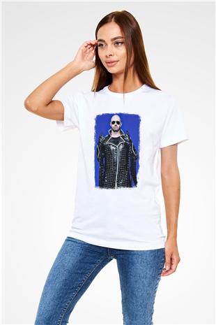Halford Baskılı Unisex Beyaz Tişört