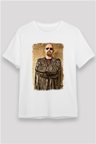 Halford Baskılı Unisex Beyaz Tişört