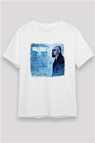 Halford Baskılı Unisex Beyaz Tişört