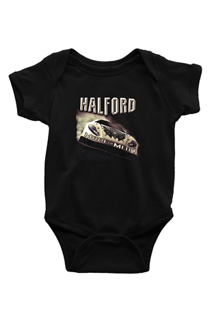 Halford Baskılı Unisex Siyah Bebek Body - Zıbın