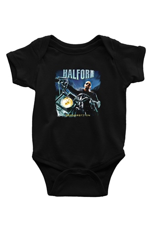 Halford Baskılı Unisex Siyah Bebek Body - Zıbın