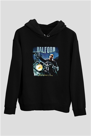 Halford Baskılı Unisex Siyah Hoodie