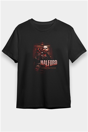 Halford Baskılı Unisex Siyah Tişört