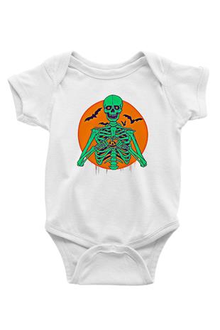 Halloween Baskılı Beyaz Unisex Bebek Body - Zıbın