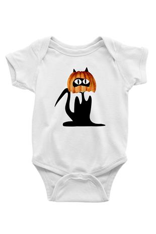 Halloween Baskılı Beyaz Unisex Bebek Body - Zıbın