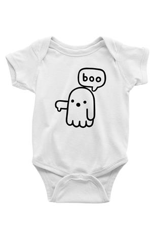 Halloween Baskılı Beyaz Unisex Bebek Body - Zıbın