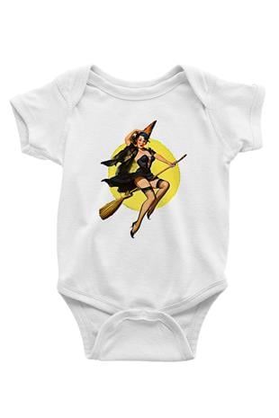 Halloween Baskılı Beyaz Unisex Bebek Body - Zıbın