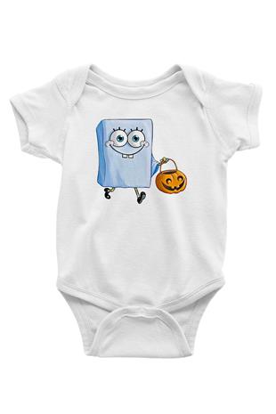 Halloween Baskılı Beyaz Unisex Bebek Body - Zıbın