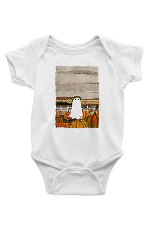 Halloween Baskılı Beyaz Unisex Bebek Body - Zıbın