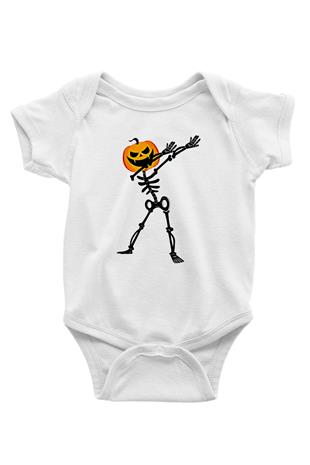 Halloween Baskılı Beyaz Unisex Bebek Body - Zıbın