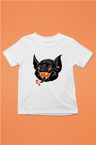 Halloween Baskılı Beyaz Unisex Beyaz Çocuk Tişört - Tshirt