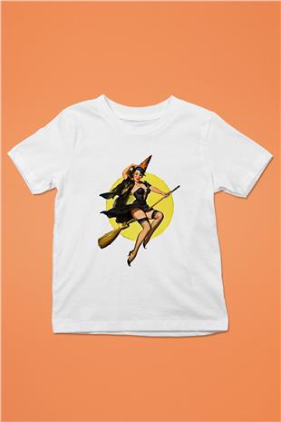 Halloween Baskılı Beyaz Unisex Beyaz Çocuk Tişört - Tshirt