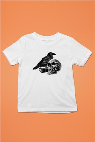 Halloween Baskılı Beyaz Unisex Beyaz Çocuk Tişört - Tshirt