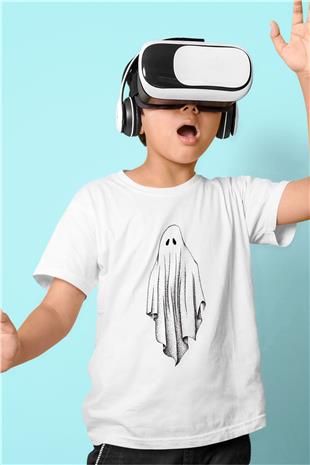 Halloween Baskılı Beyaz Unisex Beyaz Çocuk Tişört - Tshirt