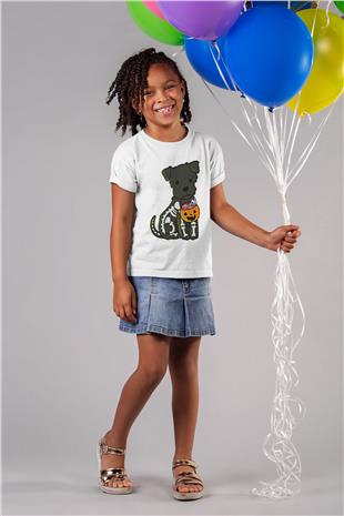 Halloween Baskılı Beyaz Unisex Beyaz Çocuk Tişört - Tshirt