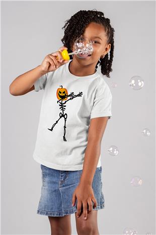 Halloween Baskılı Beyaz Unisex Beyaz Çocuk Tişört - Tshirt