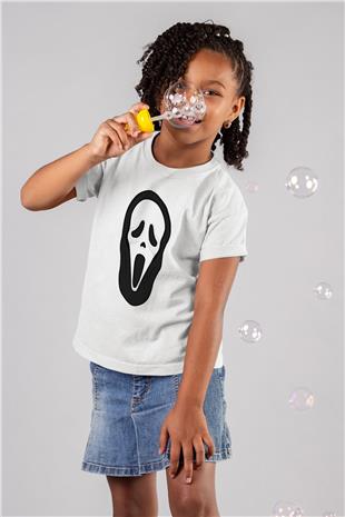 Halloween Baskılı Beyaz Unisex Beyaz Çocuk Tişört - Tshirt