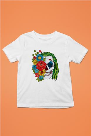 Halloween Baskılı Beyaz Unisex Beyaz Çocuk Tişört - Tshirt